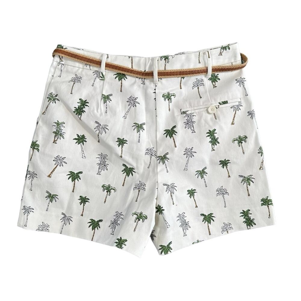 Zara Tropical Palm Tree High Waisted Belted Shorts Size S - Picture 3 of 8